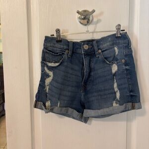 Express Blue Distressed Jean Shorts